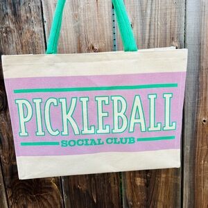 Pickleball Social Club Tote Bag - Green and Pink